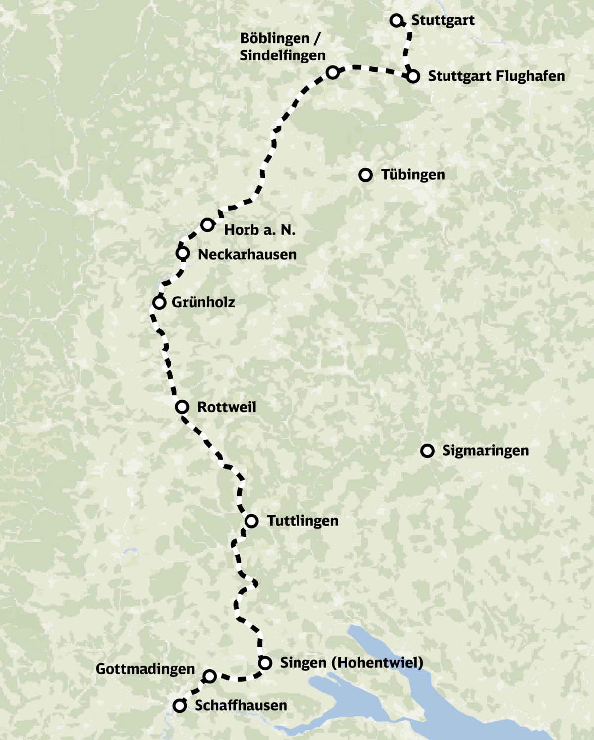 Streckenkarten Gäubahn